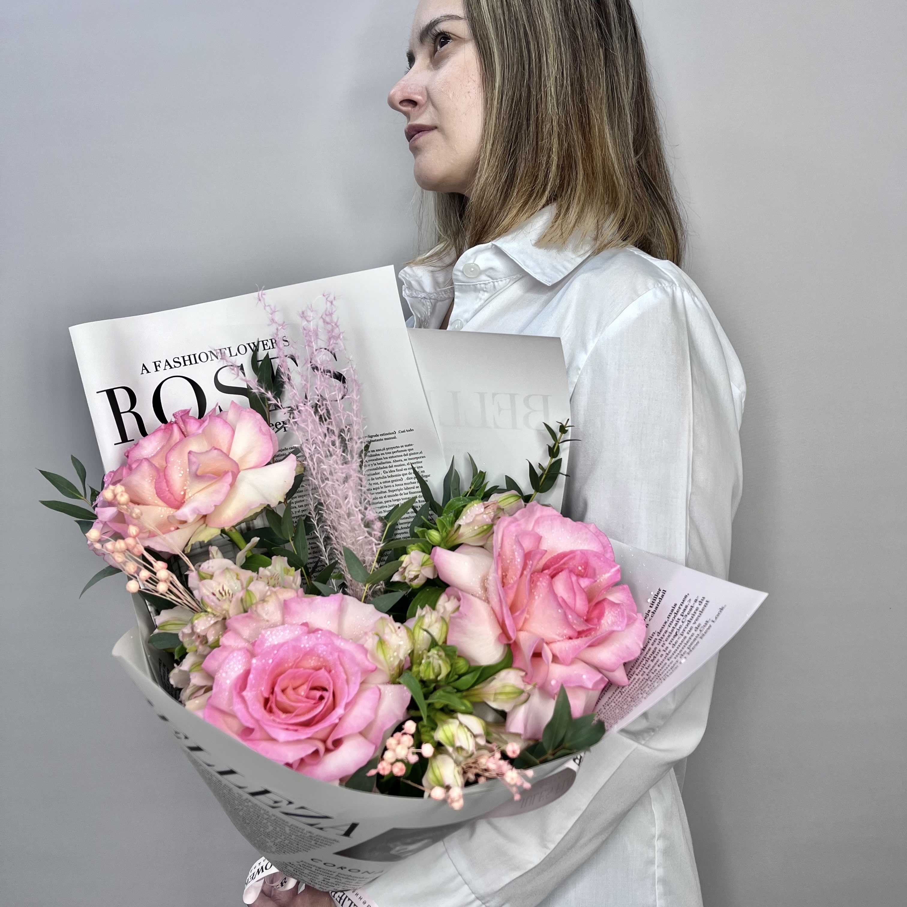 Bouquet Сен Пьер: французская роза и альстромерия